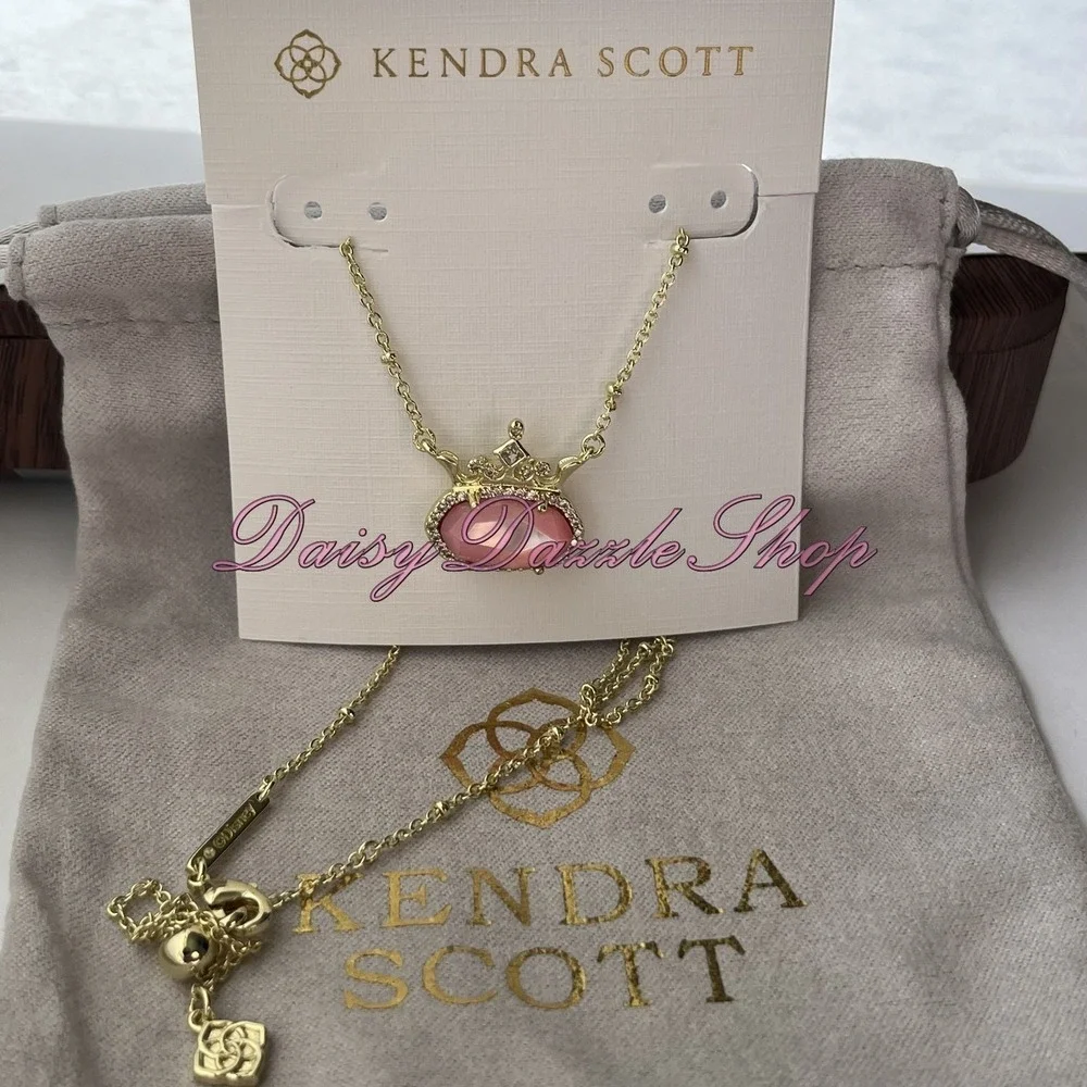✨New Kendra Scott Disney Elisa Princess Gold Pendant Necklace Pink Iridescent✨